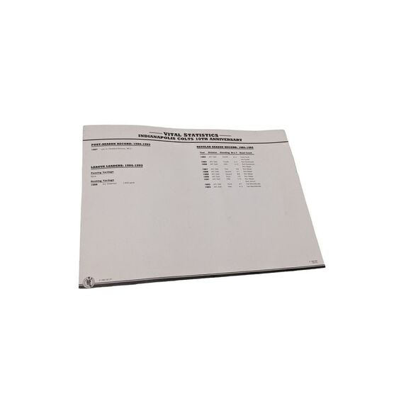 Indianapolis Colts 10th Anniversary‎ Patch Willabee Ward Stat Card Vintage - Picture 3 of 4